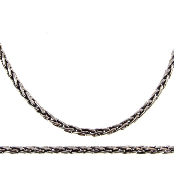 2.5MM Handmade Solid 925 Sterling Siler Balinese Wheat Link Chain Necklace, Bali - Picture 6 of 6